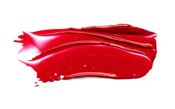 Rode Lippenstift Vlek Geïsoleerd Witte Achtergrond — Stockfoto