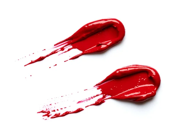 Rode Lippenstift Stalen Geïsoleerd Witte Achtergrond — Stockfoto