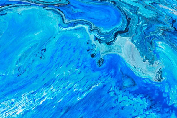 Абстрактні Сині Мармурові Фарби Фону Фотографія Плаваючих Чорнил Творча Текстура Стокове Фото