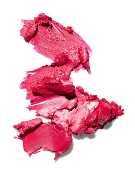 Red Broken Lipstick Smear Isolated White Background — Zdjęcie stockowe
