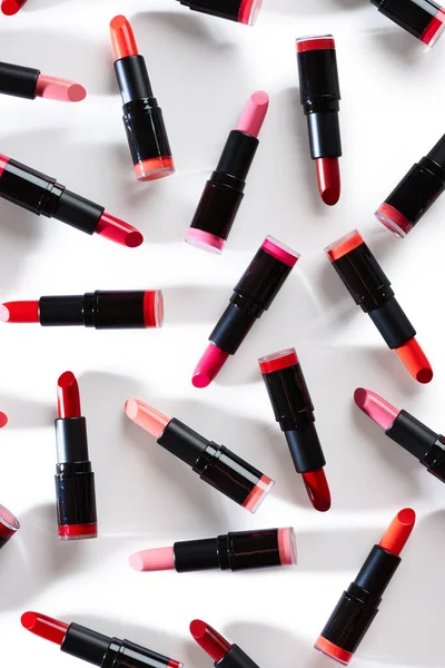 Lot Lipsticks White Background — Stock Photo, Image