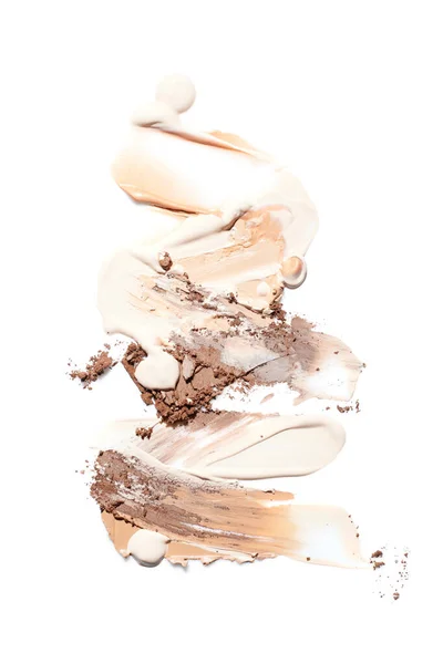 Smudged Makeup Foundation Face Powder Isolated White Background — Stock Photo, Image