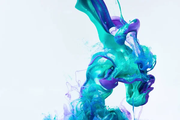 Blauwe Paarse Abstracte Verf Splash Achtergrond Gemengde Inkt Water — Stockfoto