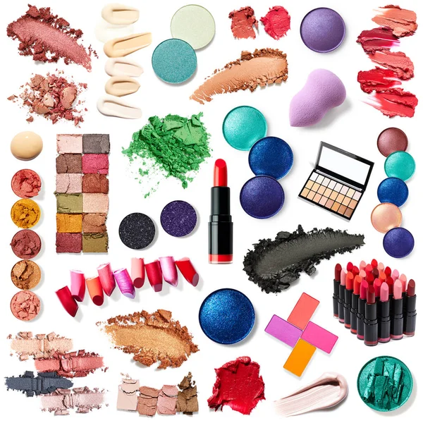 Set Different Products Make Decorative Cosmetics Collection Objects Eyeshadow Palette — ストック写真