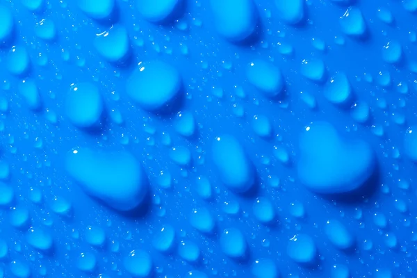 Macro Shot Drops Water Blue Flat Surface Abstract Blue Background — Stock Photo, Image