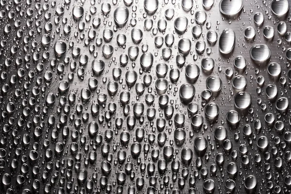 Abstrakter Hintergrund Mit Wassertropfen Auf Metallisch Flacher Oberfläche — Stockfoto