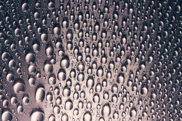 Fundo Abstrato Com Gotas Água Superfície Plana Metálica — Fotografia de Stock