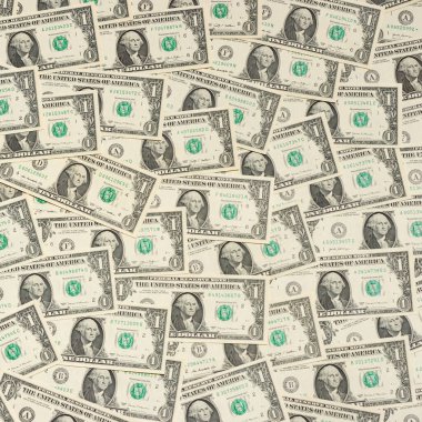 Bir dolarlık banknotun bir sürü banknotu