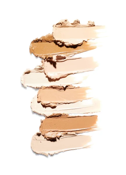 Cream Makeup Foundation Strokes Different Colors Isolated White Background — Stock Photo, Image