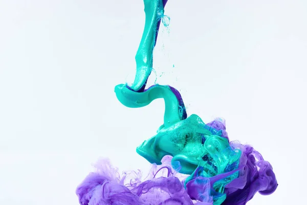 Blandat Bläck Dynamisk Abstrakt Bakgrund Med Stänk Akrylfärg Vatten — Stockfoto