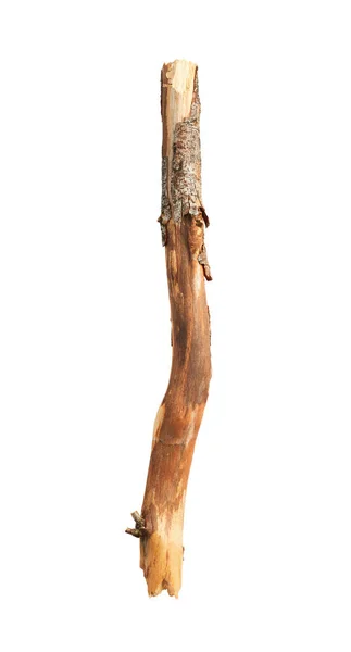 Broken Wooden Stick Isolated White Background — Stockfoto