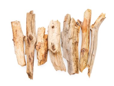 Wooden broken sticks isolated on white background