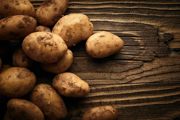 Potatoes Wooden Background — Stock Photo, Image