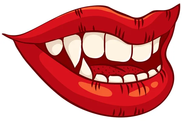 女性の吸血鬼の唇 — ストックベクタ