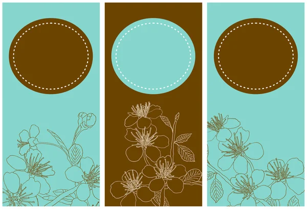 Banners met bloemen van de kersenbloesem — Stockvector