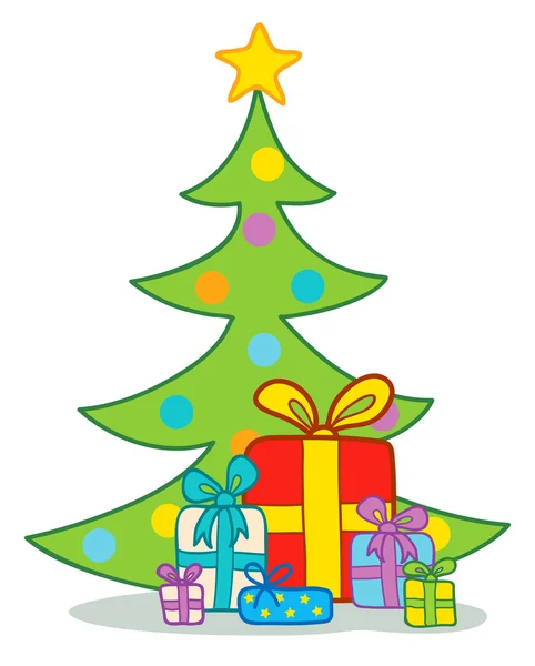 Regalos bajo el árbol de Navidad — Vector de stock