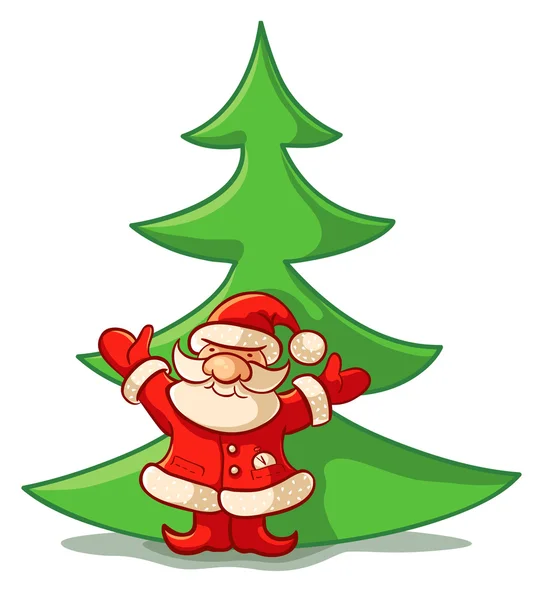 Santa Claus ans árbol de Navidad — Archivo Imágenes Vectoriales