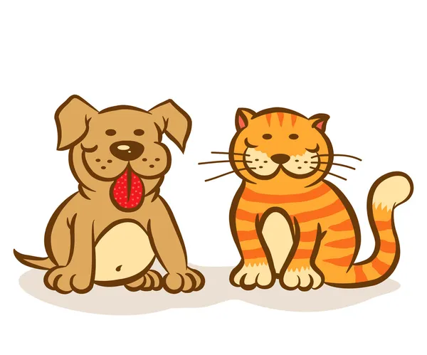 Hond en kat — Stockvector