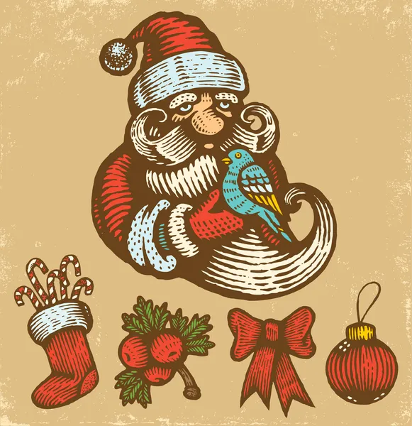 Ícones de Natal retro — Vetor de Stock