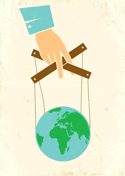 Hand bepaalt de hele wereld — Stockvector