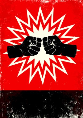 Poster with fists clipart