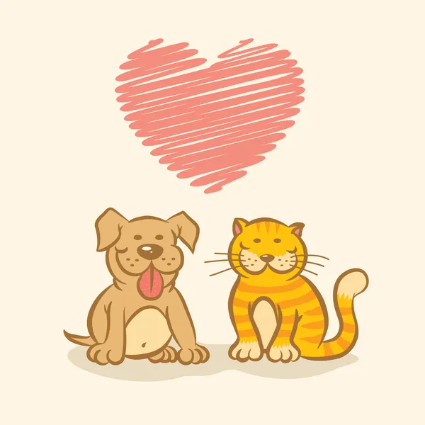 Hund und Katze — Stockvektor