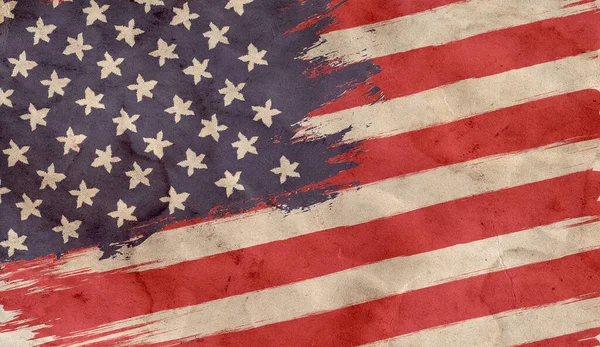 Amerikanische Flagge Auf Altem Papierhintergrund Flagge Der Usa Vintage Stil — Stockfoto