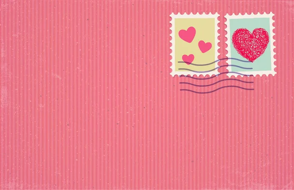 Vector Illustration Old Craft Paper Post Stamp Vintage Style Valentines — Stock Vector