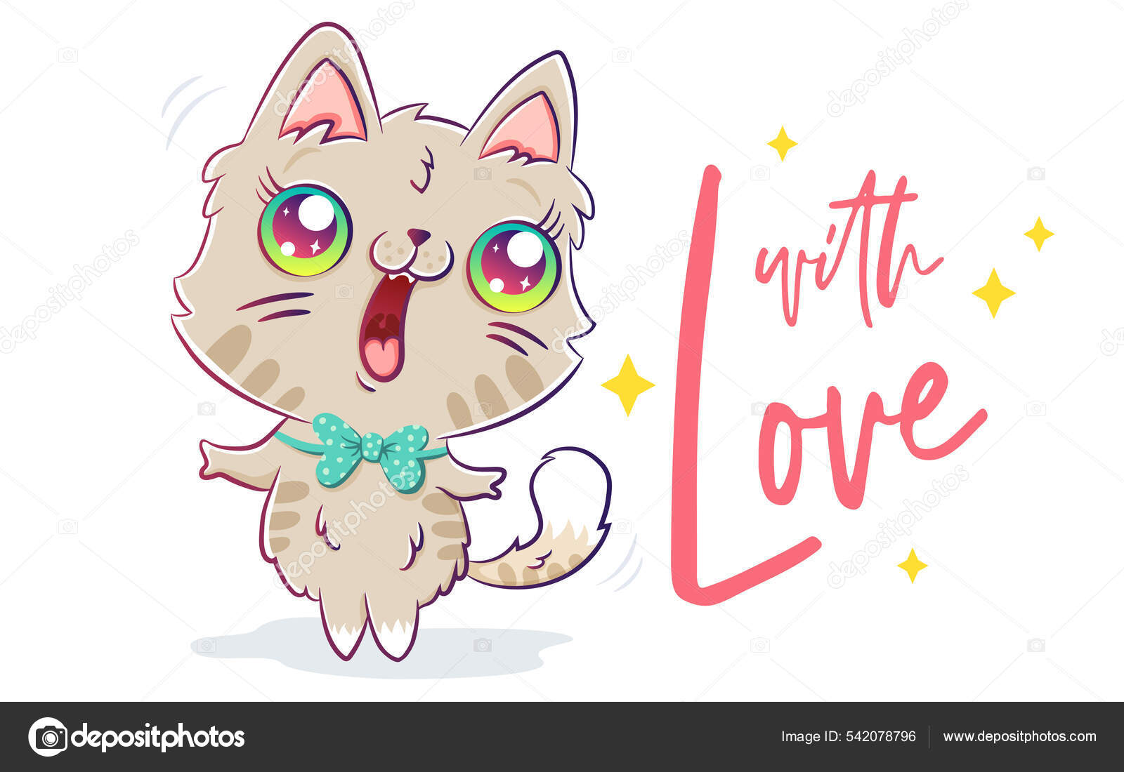 Cute Cat illustration Cat kawaii chibi vector drawing style Cat
