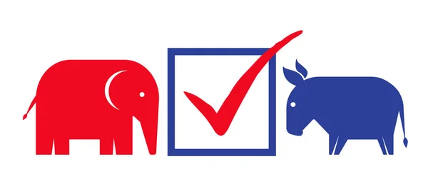 2024年美国总统选举的矢量老式旗帜 驴和象的矢量图解 2024票 — 图库矢量图片