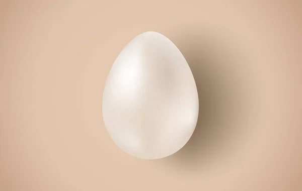 Векторне Яйце Великдень Бежевому Фоні Векторне Біле Яйце Реалістичному Стилі — стоковий вектор