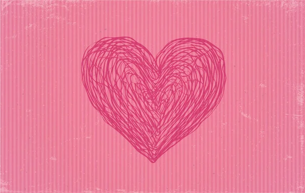 Vektorillusztráció Egy Régi Kézműves Papír Rózsaszín Szív Vintage Stílusban Valentin — Stock Vector