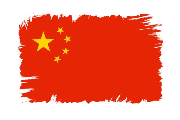 Vector Vintage China Flagge Flagge Chinas Grunge Stil Zeichnen Chinesische — Stockvektor