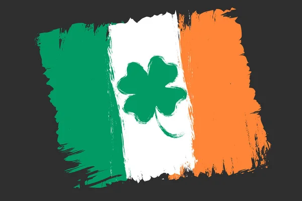 Vecteur Drapeau Irlande Vintage Avec Trèfle Quatre Feuilles Chanceux Pour — Image vectorielle