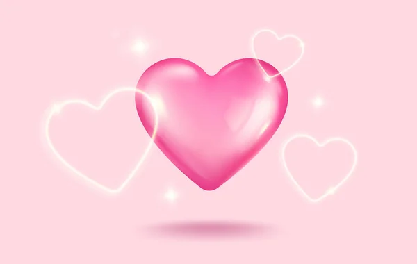 Icono Vectorial Corazón Rosa Para Día San Valentín Estilo Realista — Archivo Imágenes Vectoriales