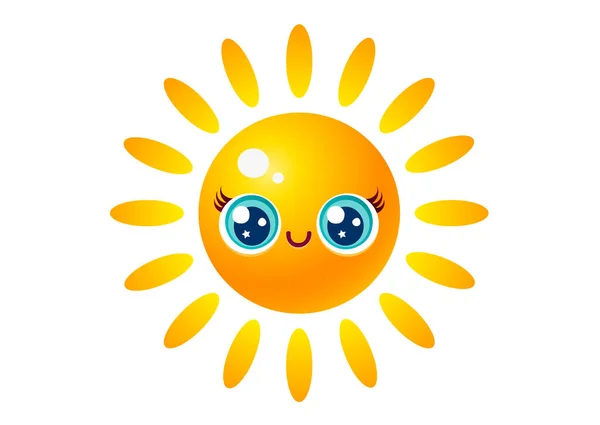 Векторні Ілюстрації Сонця Стилі Каваї Векторна Іконка Сонця Дитини — стоковий вектор