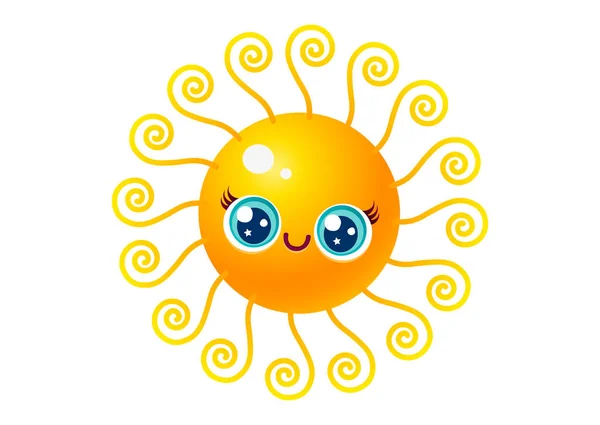 Ilustración Vectorial Del Sol Estilo Kawaii Icono Vectorial Sol Para — Vector de stock