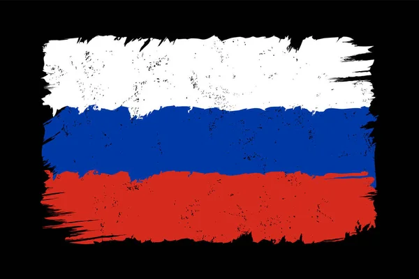黑色背景上的矢量老式俄罗斯国旗 俄罗斯国旗的矢量图标 为格调风格 矢量图形