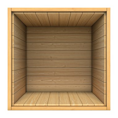 beyaz arkaplanda izole ahşap kutu