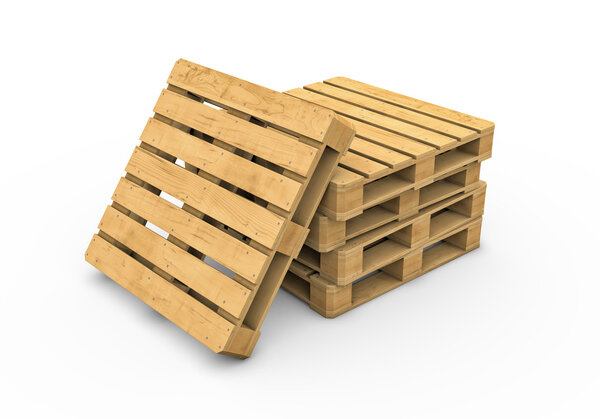 деревянный поддон на белом фоне