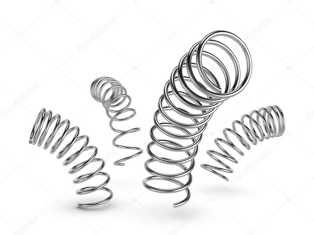 Metal spring on white background