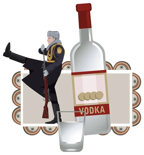 Soldato russo e vodka — Vettoriale Stock