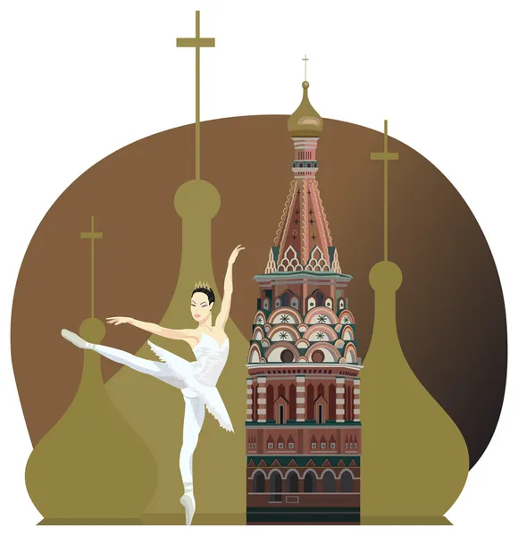 Torre do Kremlin e bailarina — Vetor de Stock