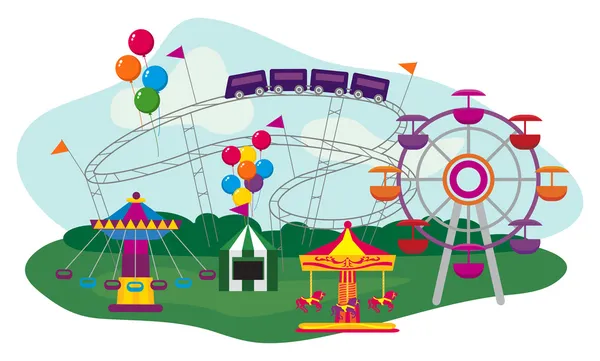 Parque de atracciones. — Vector de stock