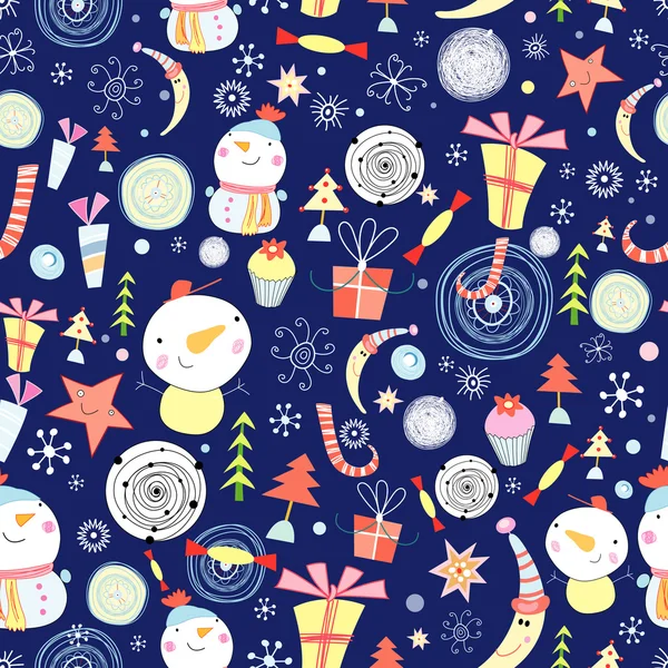 Kerstmis textuur met sneeuwmannen — Stockvector