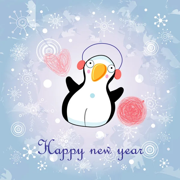 Karácsonyi üdvözlőlap pingvinnel — Stock Vector