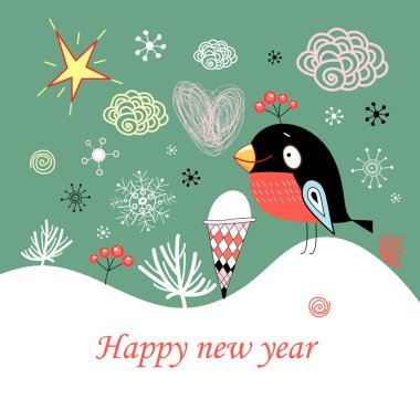 Noel kartı ile bullfinches