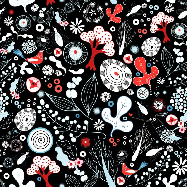 Floral textuur met vogels — Stockvector