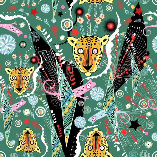 Textura floral con leopardos — Archivo Imágenes Vectoriales