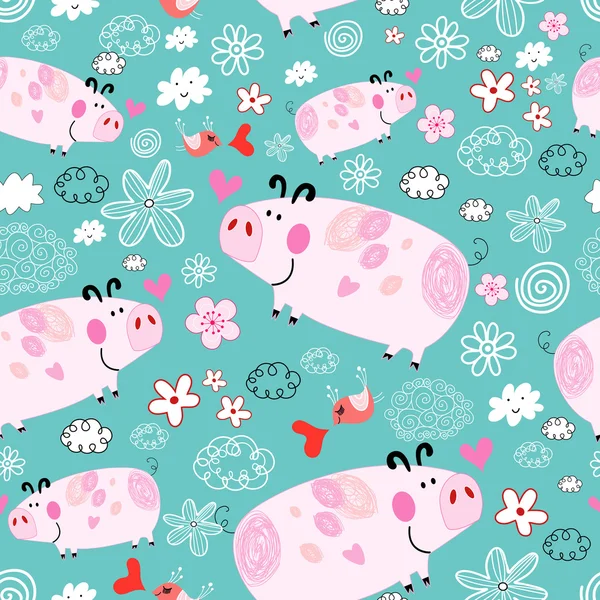 Texture of pink pigs — Stock Vector